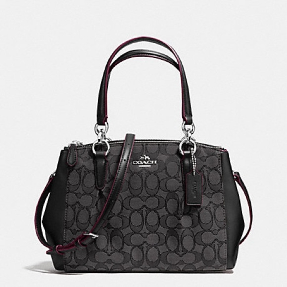 Coach F36719 Mini Christie Carryall with Pleats in Silver/Black Smoke/Black